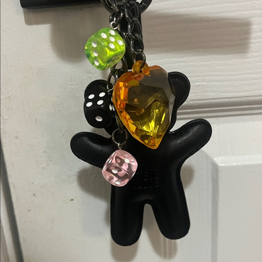 Steve Madden Black bag charm with Orange and Pink Charms - Picture 3 of 3